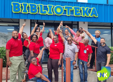 New company sign for the library